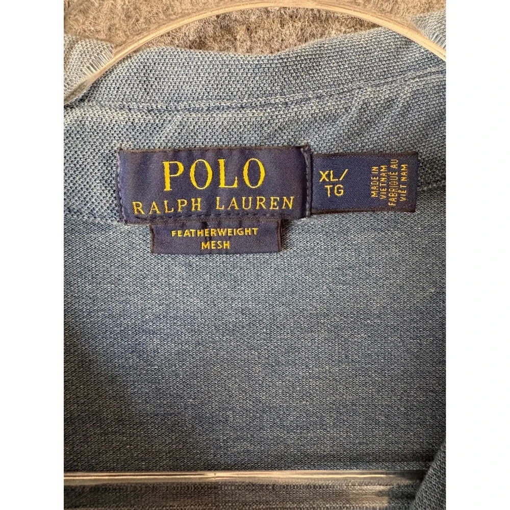 Polo Ralph Lauren Featherweight‎ Mesh Polo Shirt Mens XL Blue Faded Short Sleeve